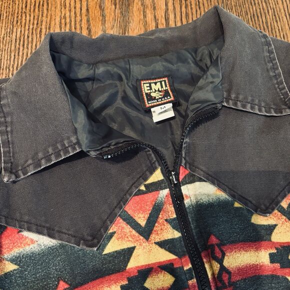 Vintage Western Aztec Bomber Jacket Santa Fe Men's M  E.M.I. Made in USA - Picture 5 of 15